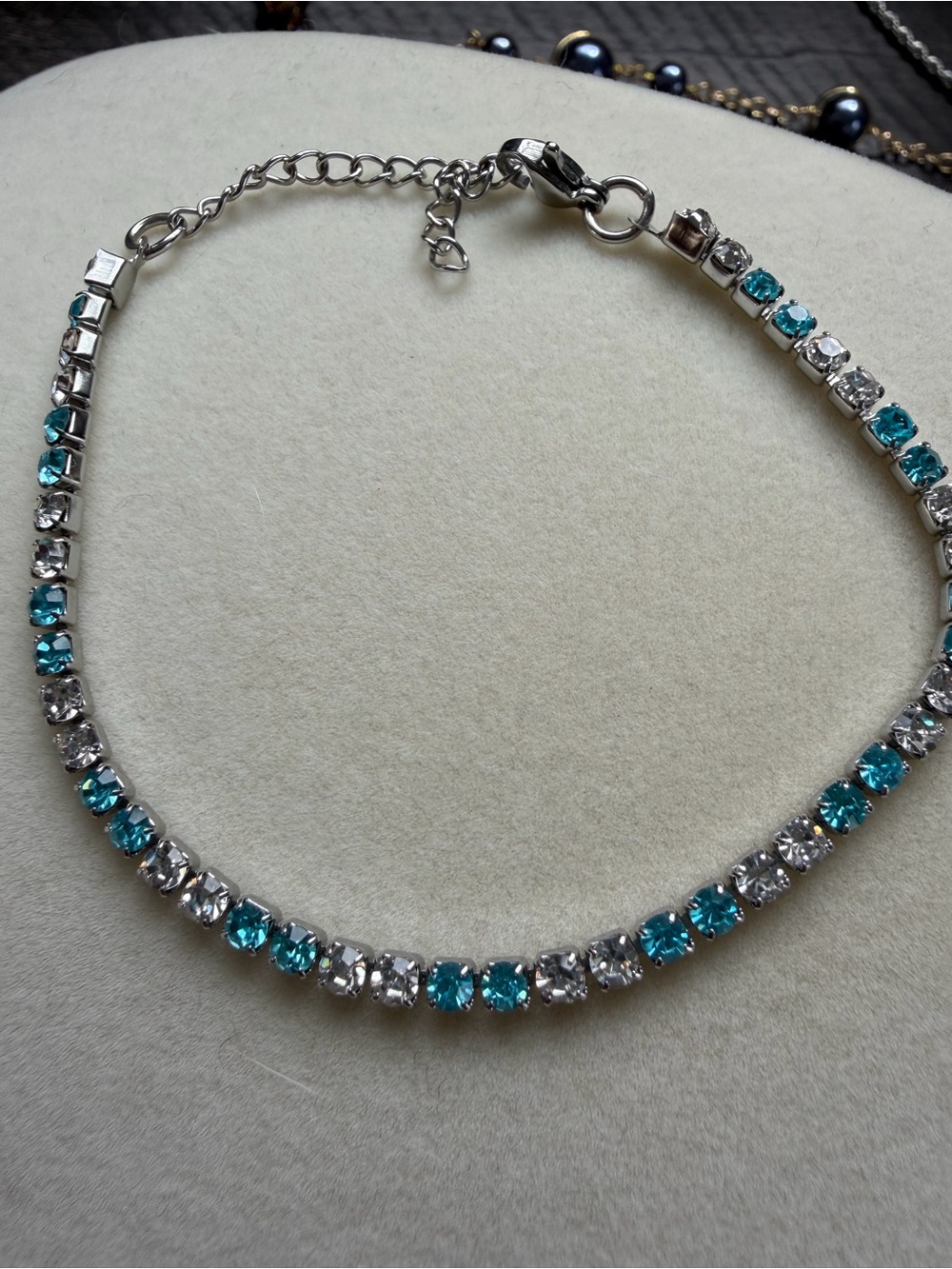 Silver Tennis Bracelet with Blue and Clear Stones - Women Jewelry